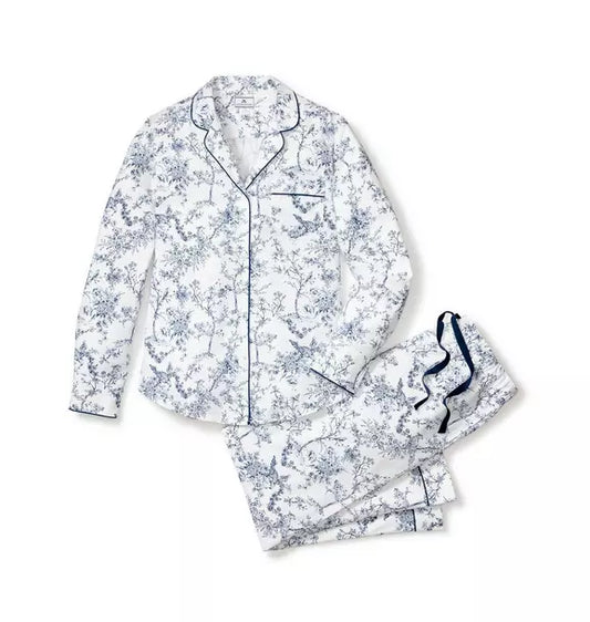 Women's Twill Pajama Set in Blue Timeless Toile