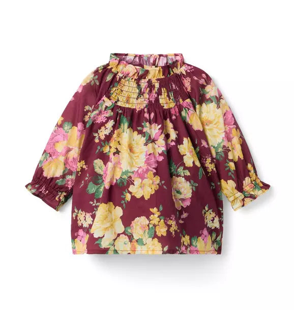Floral Ruffle Smocked Top