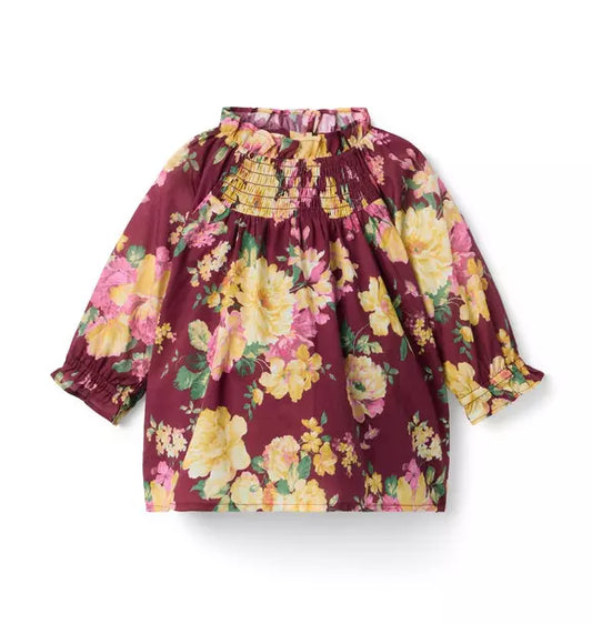 Floral Ruffle Smocked Top