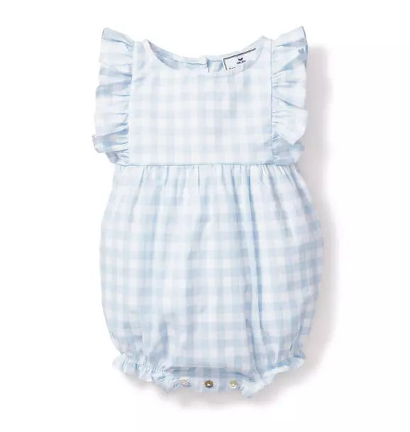 Light Blue Gingham Ruffled Romper