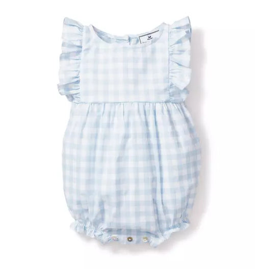 Light Blue Gingham Ruffled Romper