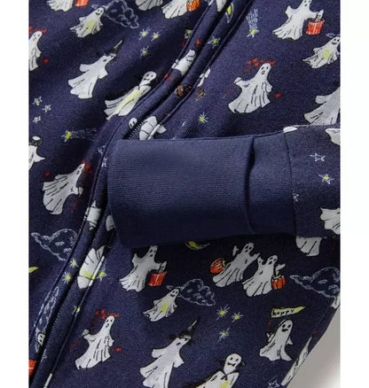 Baby's Pima Peekaboo Romper in Spooky Slumber