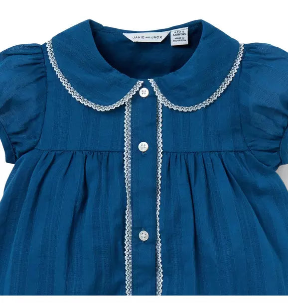 Baby Textured Stripe Collar Dress
