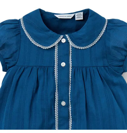 Baby Textured Stripe Collar Dress