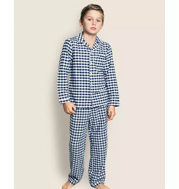 Navy Gingham Pajama Set