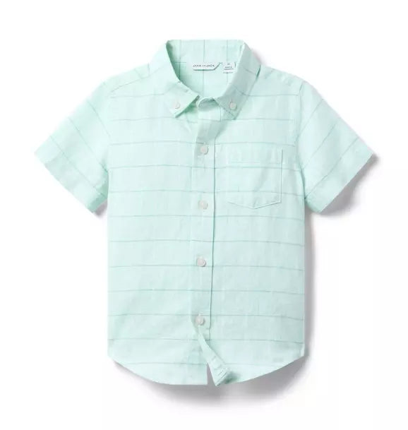 Plaid Linen-Cotton Shirt