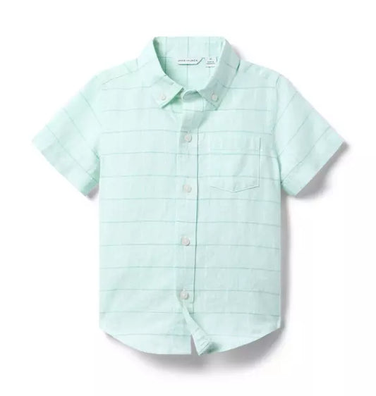 Plaid Linen-Cotton Shirt