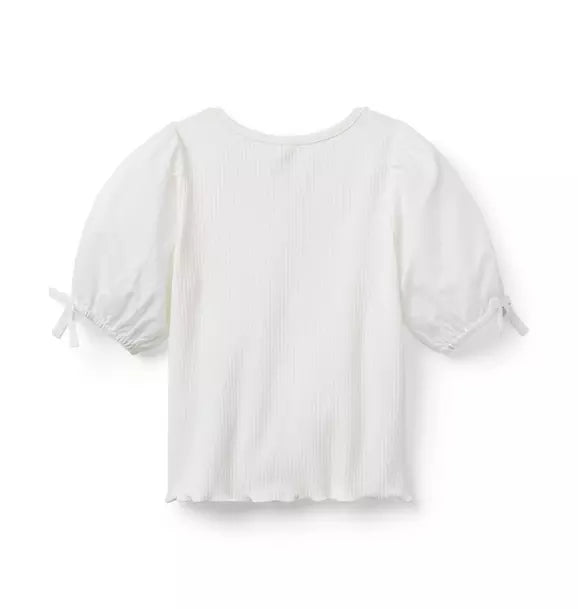 Ribbed Puff Sleeve Top