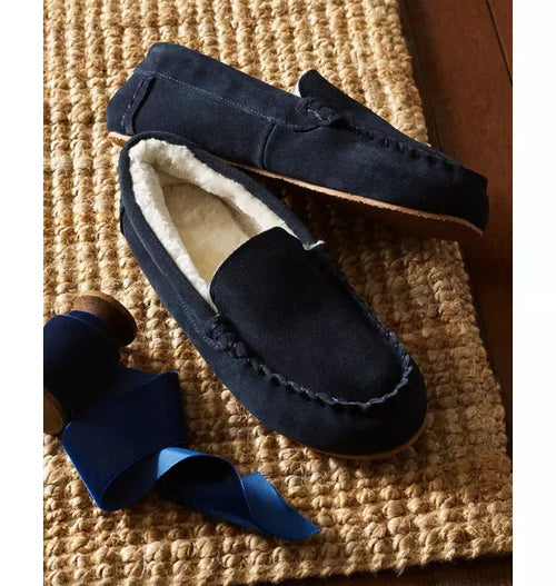 Kids Suede Slippers in Navy