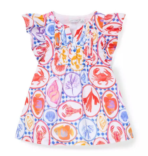 Ocean Icon Ruffle Sleeve Dress