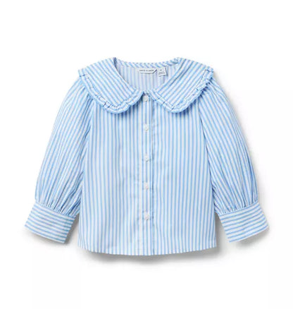 Striped Ruffle Collar Top