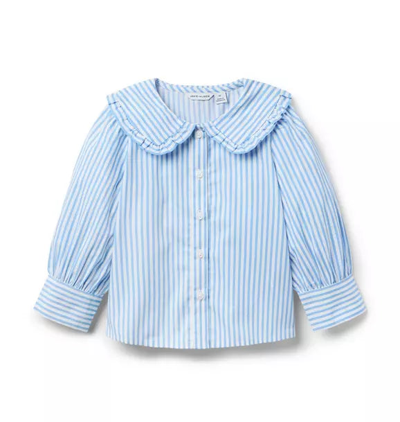 Striped Ruffle Collar Top
