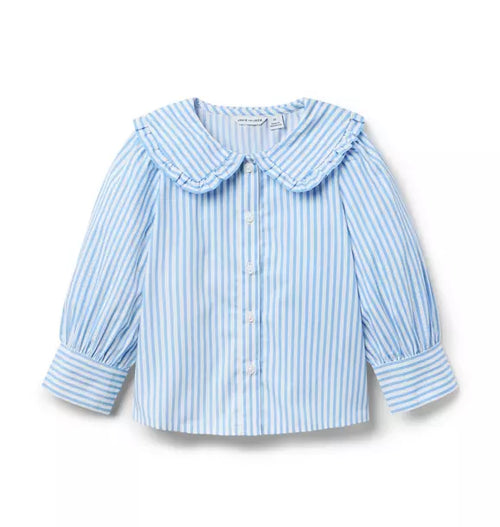Striped Ruffle Collar Top