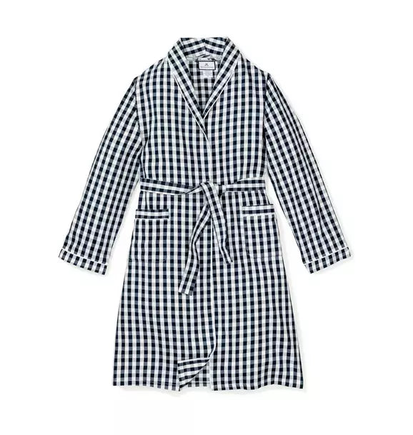 Navy Gingham Robe