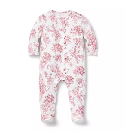 Baby Floral Toile Footed One-Piece