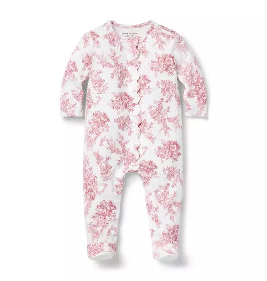 Baby Floral Toile Footed One-Piece