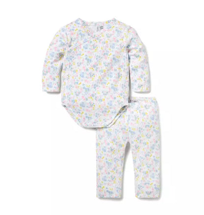 Baby Floral Pointelle Wrap Matching Set