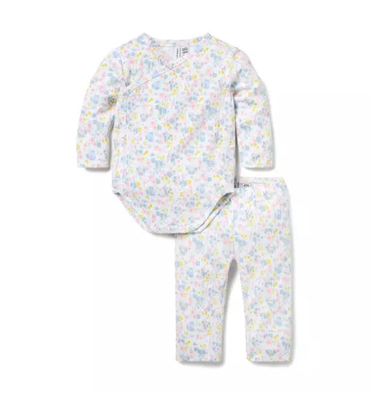 Baby Floral Pointelle Wrap Matching Set