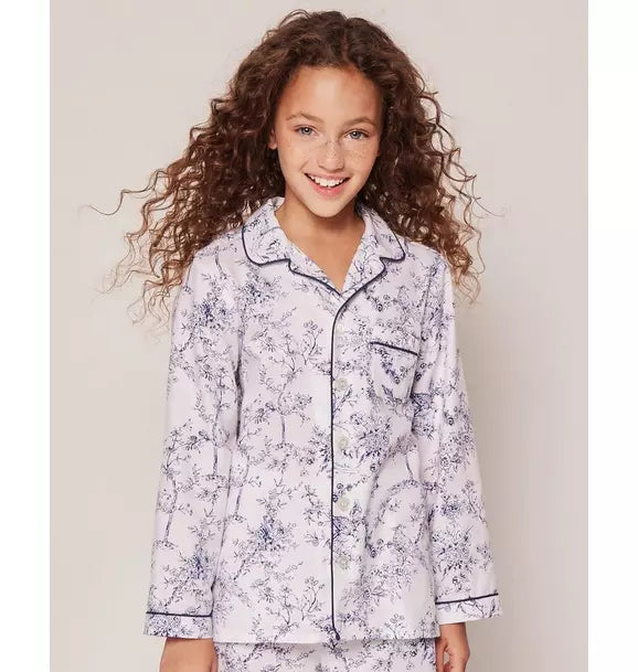 Kid's Twill Pajama Set in Blue Timeless Toile
