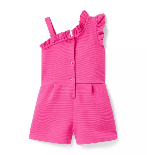 Textured Ruffle Shoulder Romper