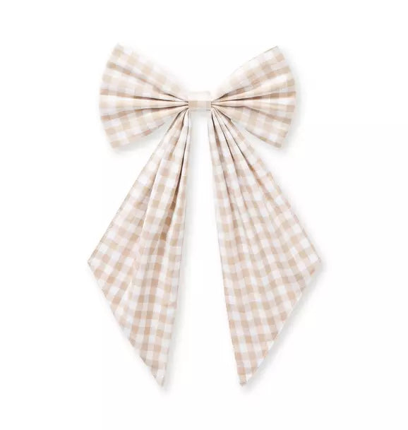 Wreath Bow in Camel Gingham