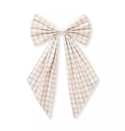 Wreath Bow in Camel Gingham