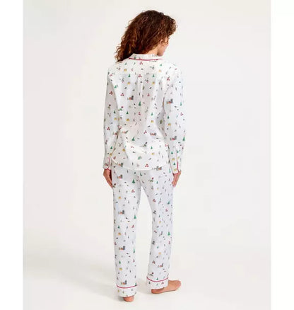 Women's Twill Pajama Set in Holiday Town