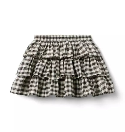 Gingham Shimmer Tiered Skirt