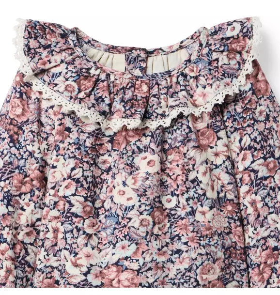 Floral Ruffle Collar Top