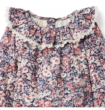 Floral Ruffle Collar Top