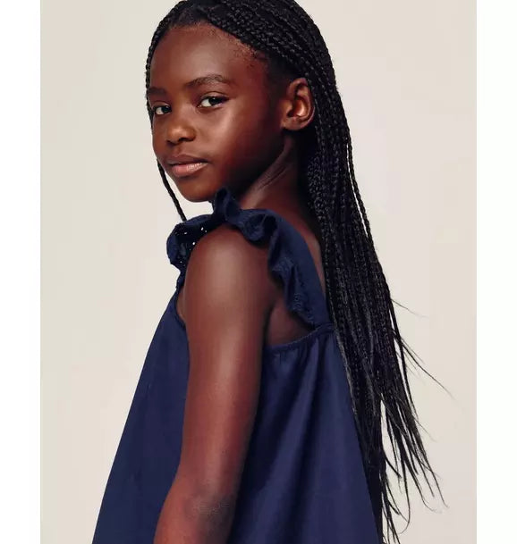 Girl's Twill Clara Short Set in Navy