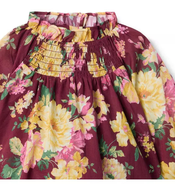 Floral Ruffle Smocked Top