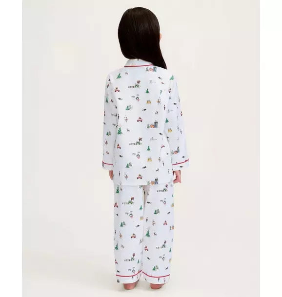 Kid's Twill Pajama Set in Holiday Town