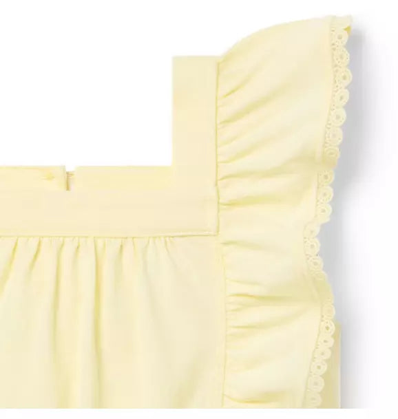 Lace Trim Flutter Sleeve Top