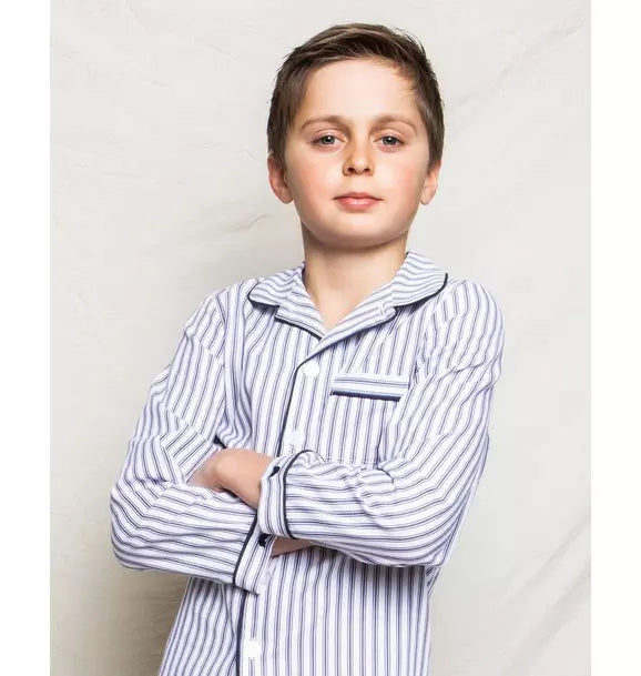 Children's Pajama Set in Navy French Ticking