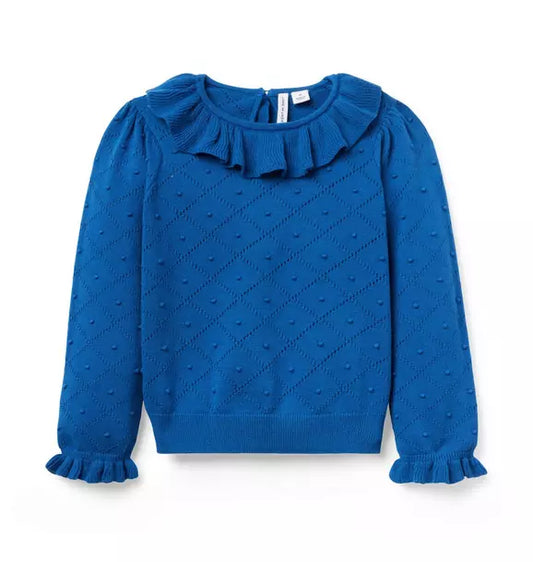 Textured Ruffle Collar Sweater