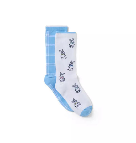Bunny And Checked Sock 2-Pack