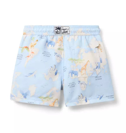 Recycled Animal Map Swim Trunk