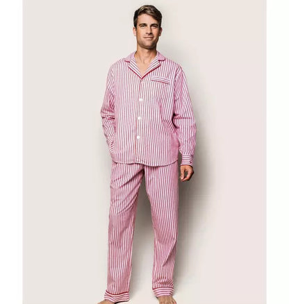 Men's Pajama Set in Antique Red Ticking