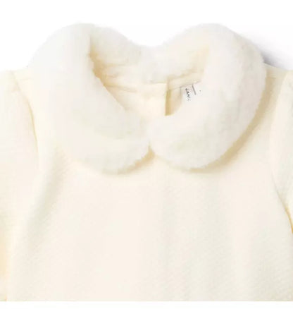 Quilted Faux Fur Collar Dress