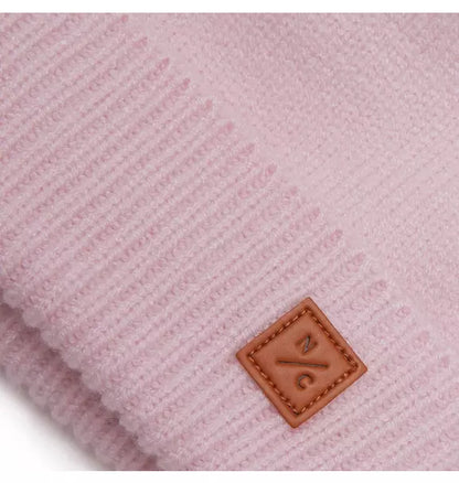 Ballerina Pink Knit Winter Hat with Faux Fur Pom