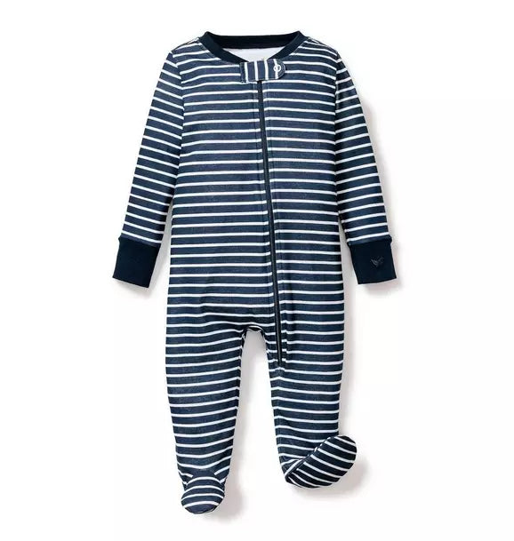 Navy Stripe Pima Cotton Romper