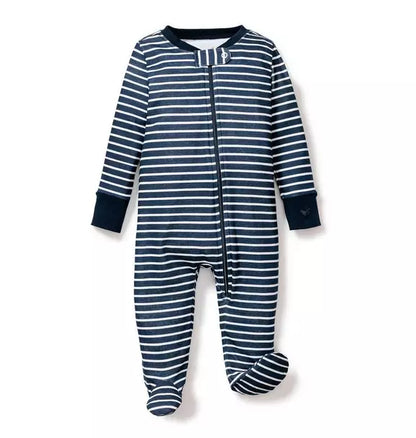 Navy Stripe Pima Cotton Romper
