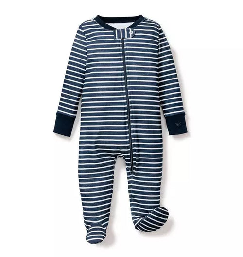 Navy Stripe Pima Cotton Romper