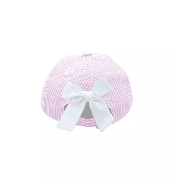 Football Seersucker Bow Baseball Hat
