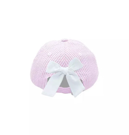 Football Seersucker Bow Baseball Hat