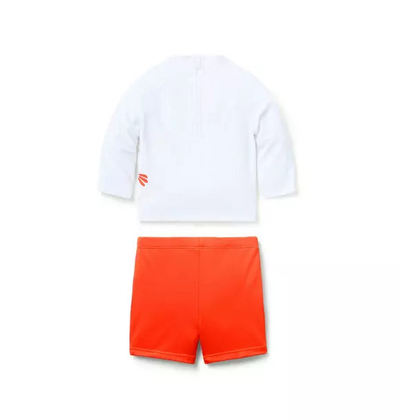 Baby Recycled Lobster Rash Guard 2-Piece Swimsuit