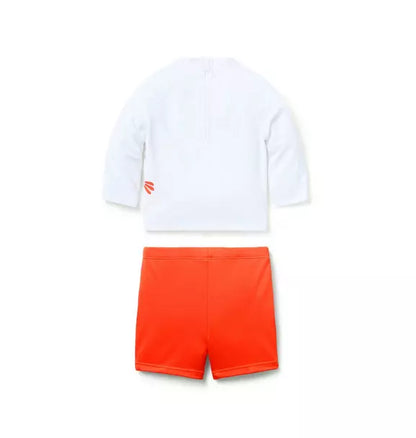 Baby Recycled Lobster Rash Guard 2-Piece Swimsuit