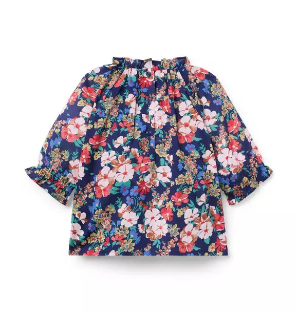 Floral Ruffle Smocked Top