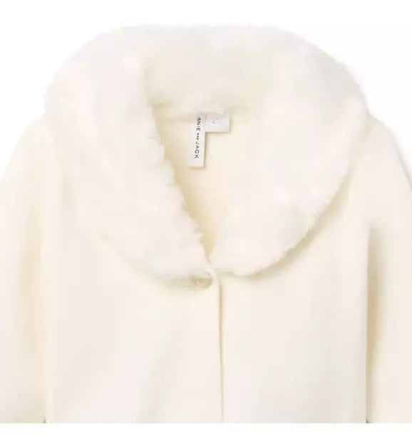 Faux Fur Collar Cropped Cardigan